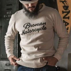 Bronson TOPS 14 Oz Raschel Knitting Waffle Logo T-Shirt