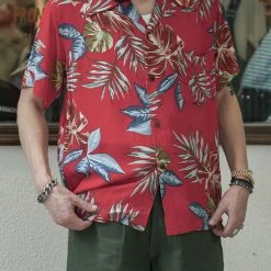 Non Stock Plants & Flowers Pattern Aloha Shirt - Red New Arrivals - S/S 2022
