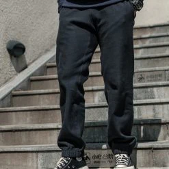 Bronson NEW ARRIVALS 1950s 20.5 Oz Terry Cloth Reverse Weave Sweatpants - Black