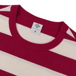 Non Stock Heavyweight Cotton Wide Striped T-Shirt - Red/Apricot TOPS