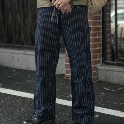 Bronson NEW ARRIVALS Lot 952 HBT Striped Mechanic Pants - Navy