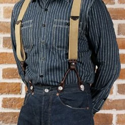 Bronson ACCESSORIES Old-Time X-Back Leather Button Suspender
