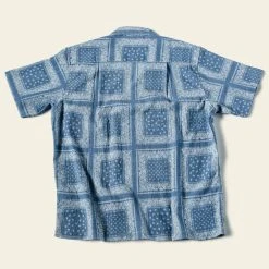 Non Stock Paisley Print Seersucker Open Collar Shirt - Sky Blue TOPS