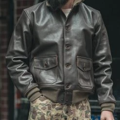 Bronson USAAF Type A-1 Leather Flight Jacket - Dark Brown OUTERWEAR