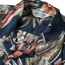 Non Stock Plants & Flowers Pattern Aloha Shirt - Navy