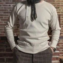 Bronson Long Sleeve T-Shirts 14 Oz Side Closing Henley T-Shirt - Apricot