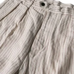 Non Stock Loose Double Pleated Striped 10.5 Oz Linen Shorts