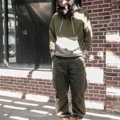 Non Stock NEW ARRIVALS 17.5 Oz Terry Cloth Two-Tone Hoodie - Olive/Apricot