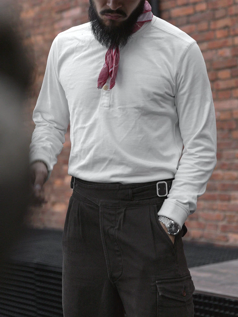 Bronson Vintage Long Sleeve Henley T-Shirt - White 6 Bronson Vintage Long Sleeve Henley T-Shirt - White