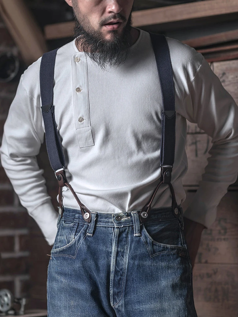 Bronson 14 Oz Side Closing Henley T-Shirt - White Long Sleeve T-Shirts 3 Bronson 14 Oz Side Closing Henley T-Shirt - White Long Sleeve T-Shirts