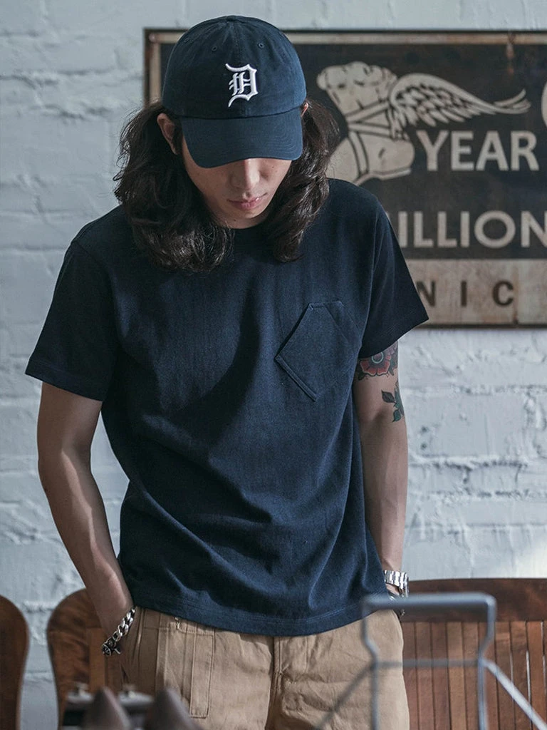 Bronson 1930s Slanted Pocket Tubular T-Shirt - Navy TOPS 3 Bronson 1930s Slanted Pocket Tubular T-Shirt - Navy TOPS