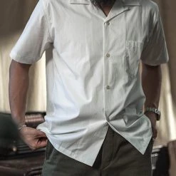 Bronson Back In Stock Classic Panama Open Collar Shirt - Ivory White