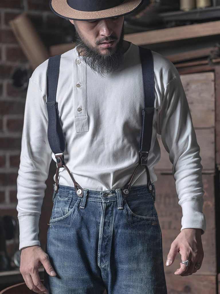 Bronson 14 Oz Side Closing Henley T-Shirt - White Long Sleeve T-Shirts 4 Bronson 14 Oz Side Closing Henley T-Shirt - White Long Sleeve T-Shirts