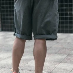 Non Stock Classic Straight Leg Double Pleated Shorts - Gray