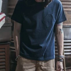 Bronson 1930s Slanted Pocket Tubular T-Shirt - Navy TOPS 17 Bronson 1930s Slanted Pocket Tubular T-Shirt - Navy TOPS