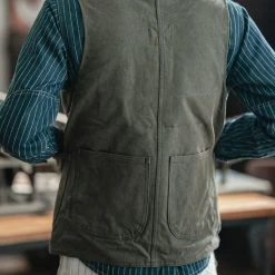 Bronson 1930s Heavyweight Canvas Game Pocket Hunting Vest - Olive