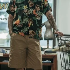 Non Stock Plants & Flowers Pattern Aloha Shirt - Black