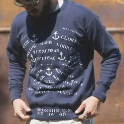 Bronson 1940s USN Anchor & Name Print Training Sweatshirt