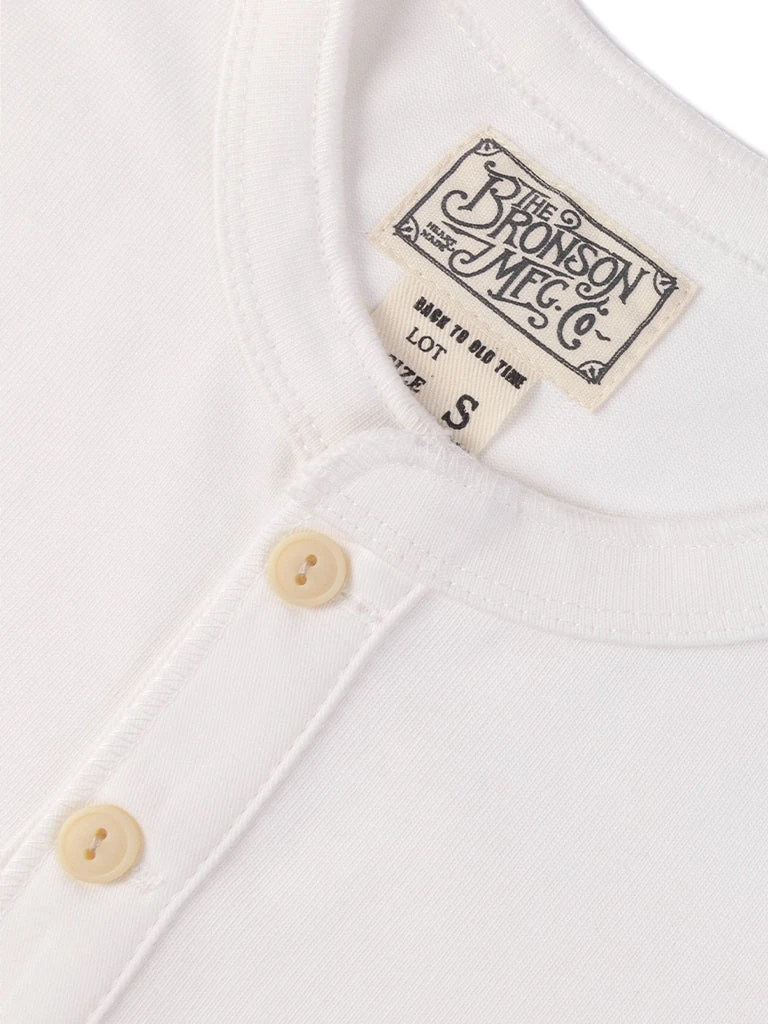 Bronson Vintage Long Sleeve Henley T-Shirt - White 9 Bronson Vintage Long Sleeve Henley T-Shirt - White