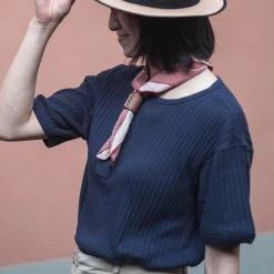 Bronson NEW ARRIVALS 11 Oz Vintage Ribbed Cotton Henley T-Shirt - Navy