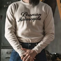 Bronson TOPS 14 Oz Raschel Knitting Waffle Logo T-Shirt