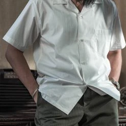 Bronson Back In Stock Classic Panama Open Collar Shirt - Ivory White