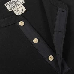 Bronson Vintage Long Sleeve Henley T-Shirt - Black TOPS