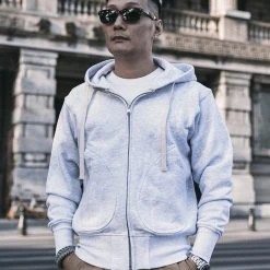 Non Stock 17.5 Oz Terry Cloth Zip-Up Hoodie - Light Gray TOPS