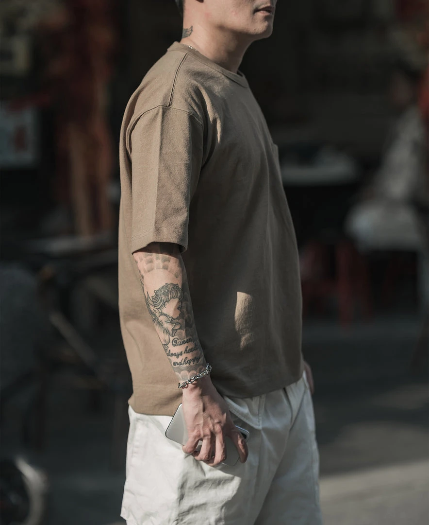 Non Stock 9.8 Oz Cotton Classic Pocket T-Shirt - Khaki 4 Non Stock 9.8 Oz Cotton Classic Pocket T-Shirt - Khaki