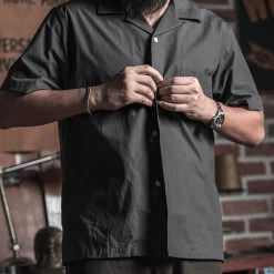 Bronson Classic Panama Open Collar Shirt - Dark Gray Back In Stock