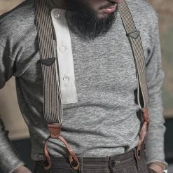 Bronson Old-Time Y-Back Leather Button Suspender