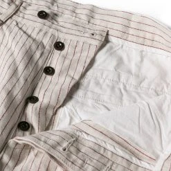 Non Stock Loose Double Pleated Striped 10.5 Oz Linen Shorts