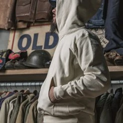 Bronson 21 Oz Military Academy Reverse Weave Hoodie - White TOPS