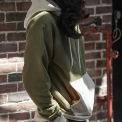 Non Stock NEW ARRIVALS 17.5 Oz Terry Cloth Two-Tone Hoodie - Olive/Apricot