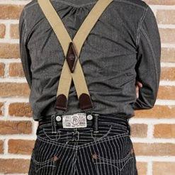 Bronson ACCESSORIES Old-Time X-Back Leather Button Suspender