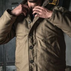 Bronson OUTERWEAR 1940s USN 3rd Type N-1 Woolen Deck Jacket - Khaki Stencil