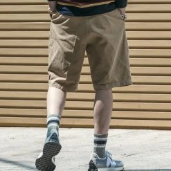 Non Stock BEST SELLERS Classic Straight Leg Double Pleated Shorts - Khaki