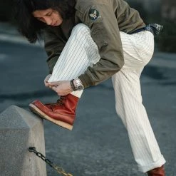 Bronson NEW ARRIVALS Lot 952 HBT Striped Mechanic Pants - White