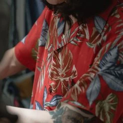 Non Stock Plants & Flowers Pattern Aloha Shirt - Red New Arrivals - S/S 2022