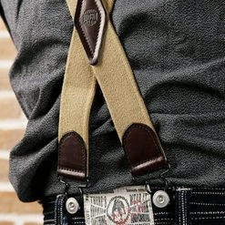 Bronson ACCESSORIES Old-Time X-Back Leather Button Suspender