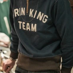 Bronson 1920s Drinking Team Motorcycle Racing Sweatshirt - Navy