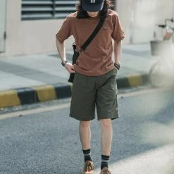 Non Stock NEW ARRIVALS 9.8 Oz Cotton Classic Pocket T-Shirt - Light Brown　