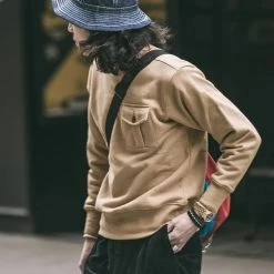 Non Stock TOPS 17.5 Oz Terry Cloth Military Pocket Sweatshirt - Khaki