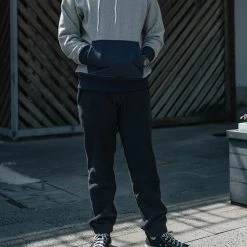 Non Stock 17.5 Oz Terry Cloth Two-Tone Hoodie - Gray/Navy NEW ARRIVALS