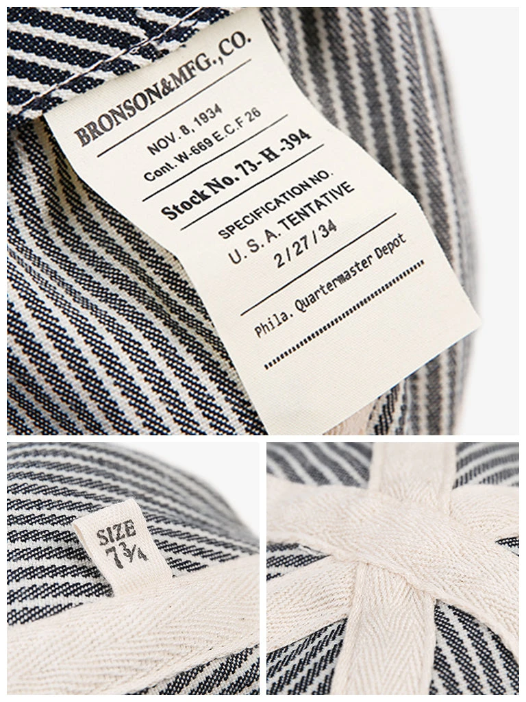 Bronson ACCESSORIES WWII CCC PW Hickory Stripe Cap 5 Bronson ACCESSORIES WWII CCC PW Hickory Stripe Cap