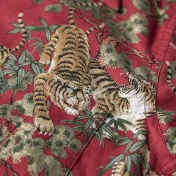 Bronson Lot AS08 Ukiyo-e Tiger & Bambo Pattern Aloha Shirt - Wine Red 18 Bronson Lot AS08 Ukiyo-e Tiger & Bambo Pattern Aloha Shirt - Wine Red