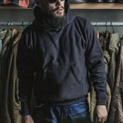 Bronson TOPS 21 Oz Military Academy Reverse Weave Hoodie - Black