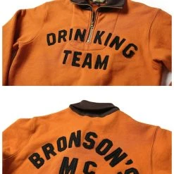 Bronson 1920s Drinking Team Motorcycle Racing Sweatshirt - Orange