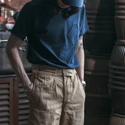 Bronson 1930s Slanted Pocket Tubular T-Shirt - Navy TOPS 18 Bronson 1930s Slanted Pocket Tubular T-Shirt - Navy TOPS