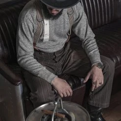 Bronson 14 Oz Side Closing Henley T-Shirt - Gray